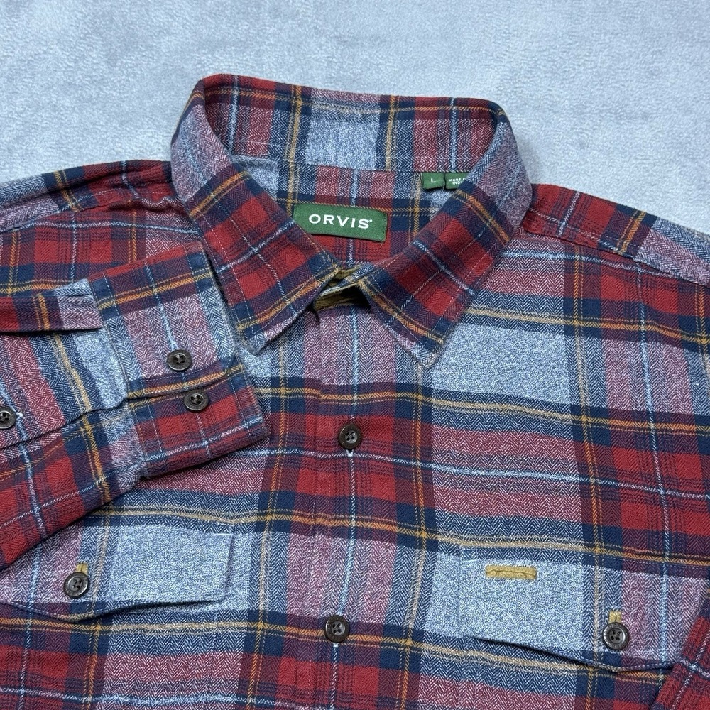 Orvis Button Shirt Mens L FAIRBANKS Flannel Cabinecore Woodsy Outdoors Plaid